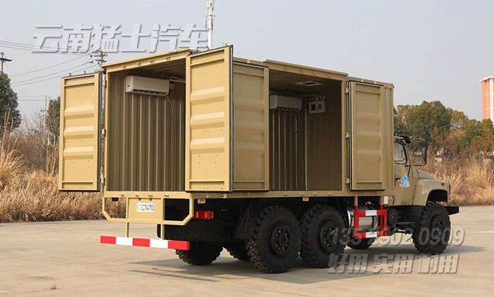 EQ2100越野廂卡,東風(fēng)6*6廂式車,六驅(qū)尖頭卡車,多用途越野專用車,戶外移動辦公車,移動方艙車,野外露營車,瓦楞板廂式車
